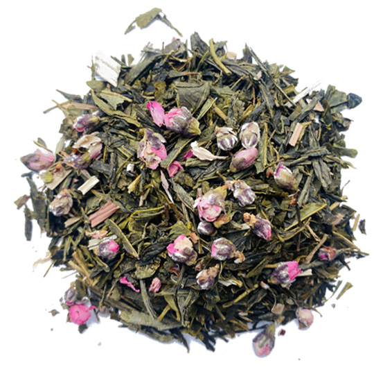 Zielona herbata Green Peach Leo Tea – zielona liściasta herbata z aromatem brzoskwiniowym, trawą cytrynową, korzeniem mniszka lekarskiego i kwiatem brzoskwini, dostępna w różnych wariantach opakowań